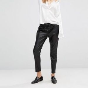 Mango Adjustable Waist Faux Leather Trousers